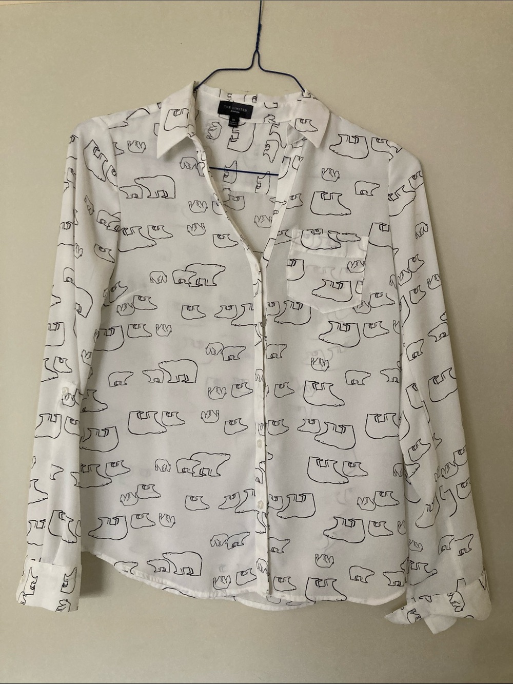 The Limited White Blouse with Black Polar Bear Print